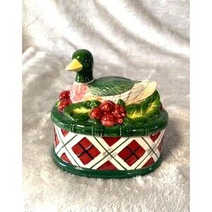 Noritake ROYAL HUNT Ceramic  Mallard DUCK Candy BOX  2002 Excellent Vintage‎